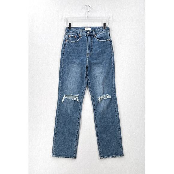 PISTOLA Cassie Super High Rise Straight Jean Womens 27 Blue Distressed Destroyed - Picture 3 of 16